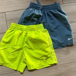 Nike Kids' multi dri-FIT training Shorts Set - Blue and Neon Yellow